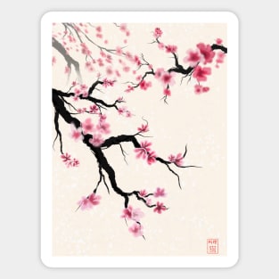 Pretty sumi-e cherry blossoms / sakura Magnet